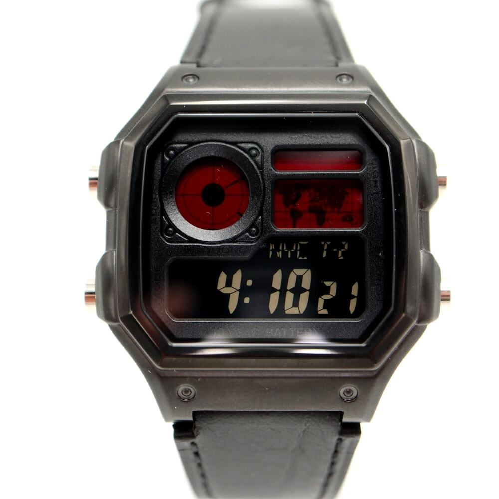 Casio Royale AE1200 Negative Mod Stealth Crimson Red Leather Strap Digital Watch
